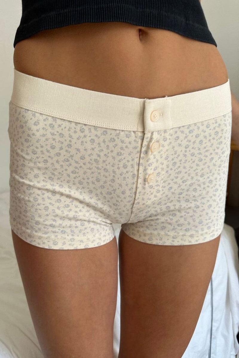 Sous Vêtement Brandy Melville Boyshort Floral Blanche Violette | LXT-11090676